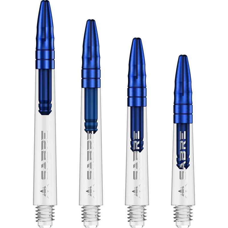 *Mission Sabre Shafts – Polycarbonate Dart Stems – Clear – Blue Top Medium