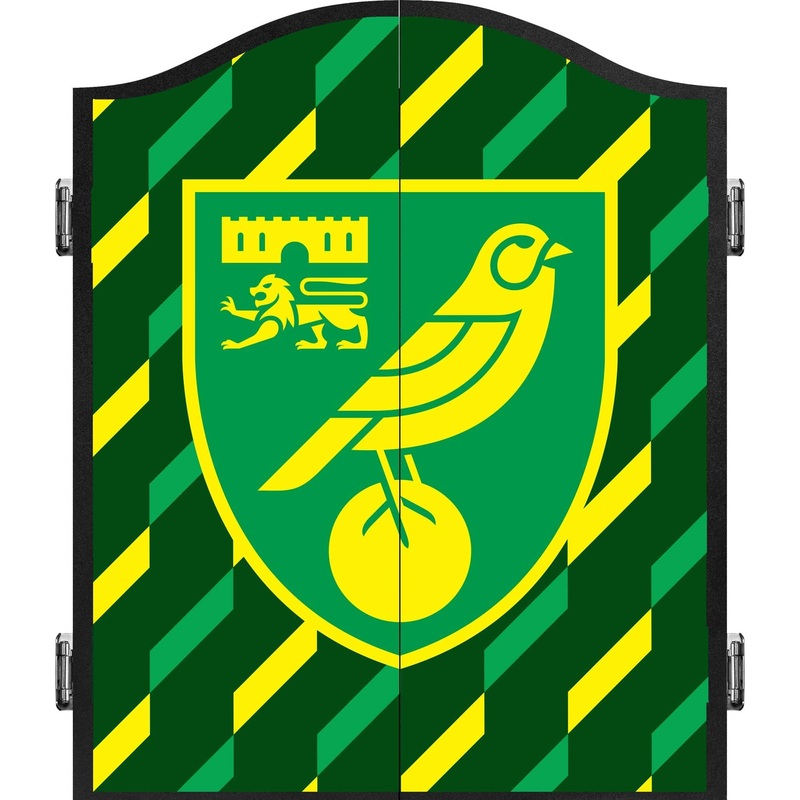 Norwich City FC – Official Licensed – The Canaries – Dartboard Cabinet – C2 – Stripes – Crest