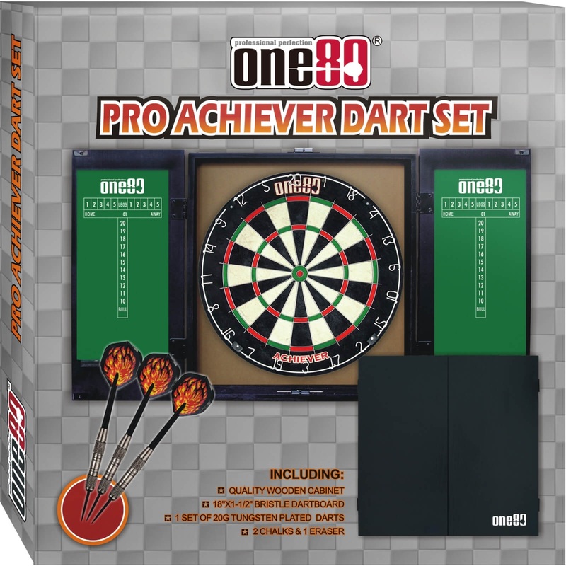 One80 – Pro Achiever Dartboard & Cabinet Set