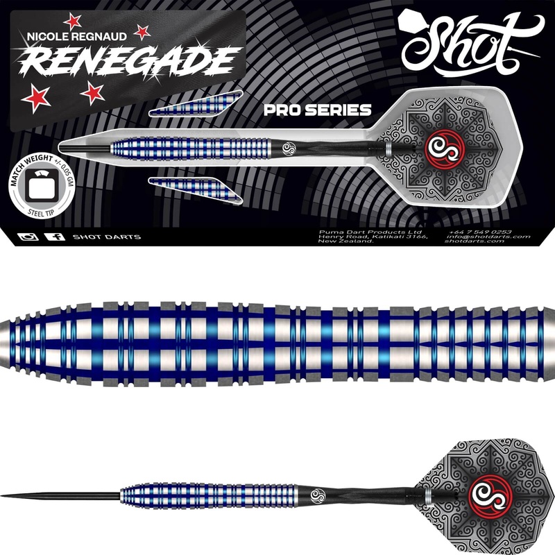 Shot – Nicole Regnaud Darts – Steel Tip – 90% Tungsten – 23g