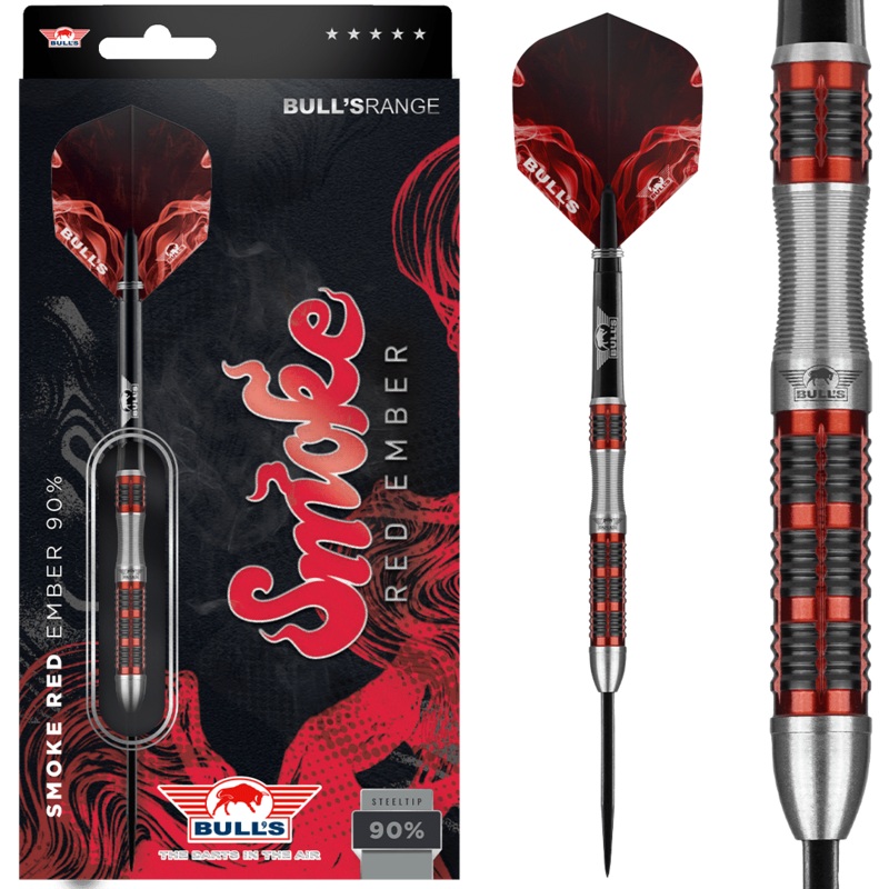 Bull’s NL Smoke Red Ember 90% Tungsten 24 gram Steel Tip Dart Set