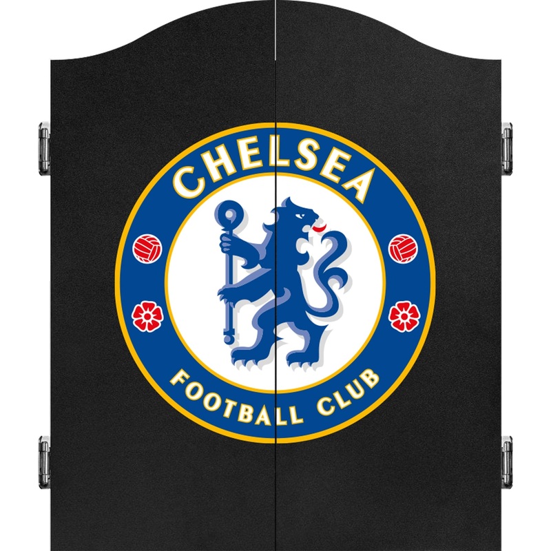 Chelsea Football Dartboard Cabinet – Official Licensed – C1 – Black with Logo