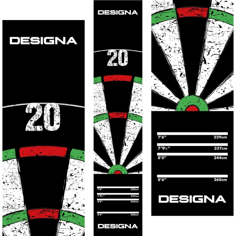 Designa – Carpet Dart Mat – Dartboard 20 – 290cm x 60cm