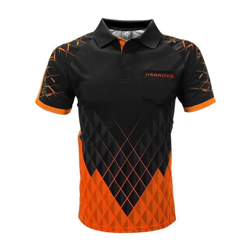 Harrows Paragon Dart Shirt Black & Orange MEDIUM