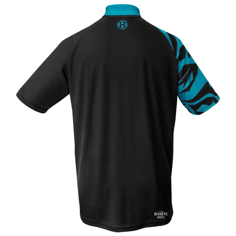 Harrows Rapide Black and Aqua Blue Dart Shirt S