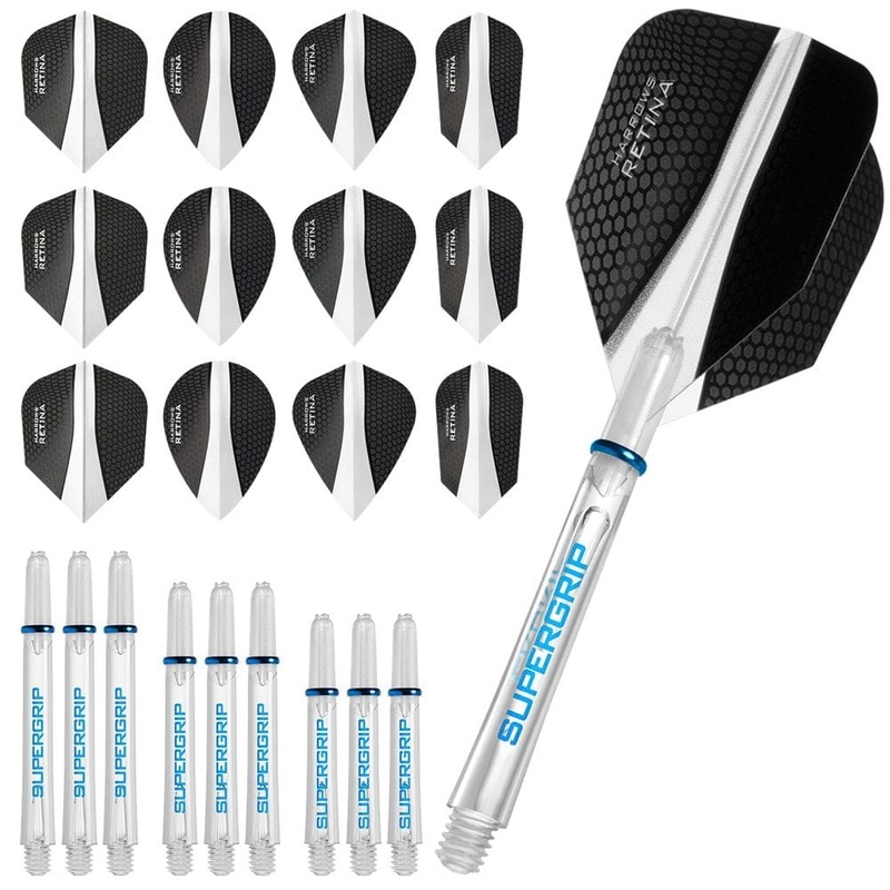Harrows Retina Dart Flights and Shafts Combo Kit – Mixed – Clear