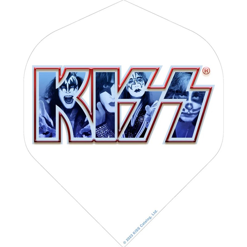 Kiss Official Licensed Dart Flights – 100 Micron – No2 – Standard White Blue Standard 100 Micron Strong and durable 100 micron material