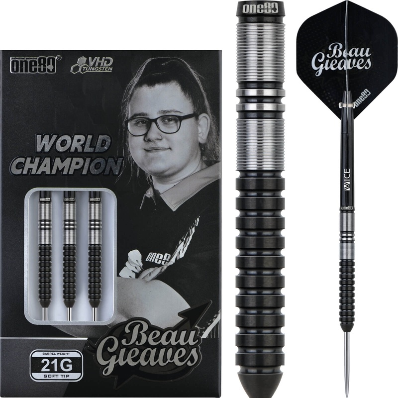One80 – Beau Greaves Black World Champion Darts – Steel Tip – 90% Tungsten – 21g 23g 21 grams