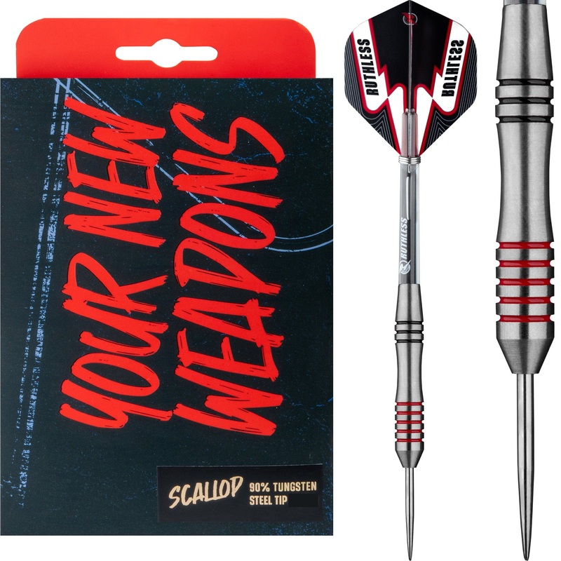 *Ruthless Scallop Darts – Steel Tip – Twin Ring – Black & Red – 28g 28g