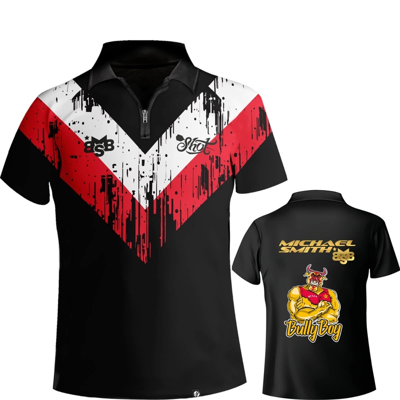 Shot – Michael Smith White Strip Polo Dart Shirt – S to 6XL S