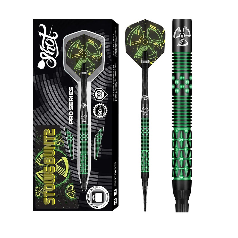 Shot Pro Series Stowe Buntz 2.0 Black 90% Tungsten Soft Tip Darts 21 GRAM