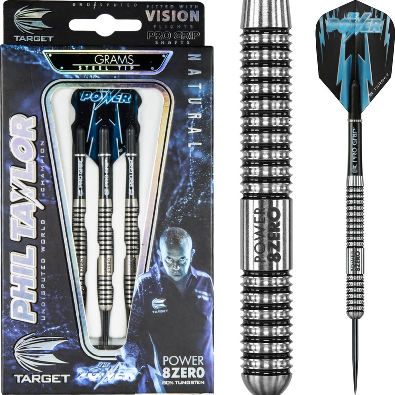 Target – Phil Taylor Power 8ZERO Darts – Steel Tip – 80% Tungsten – 21g 23g 24g 25g 26g 21 grams