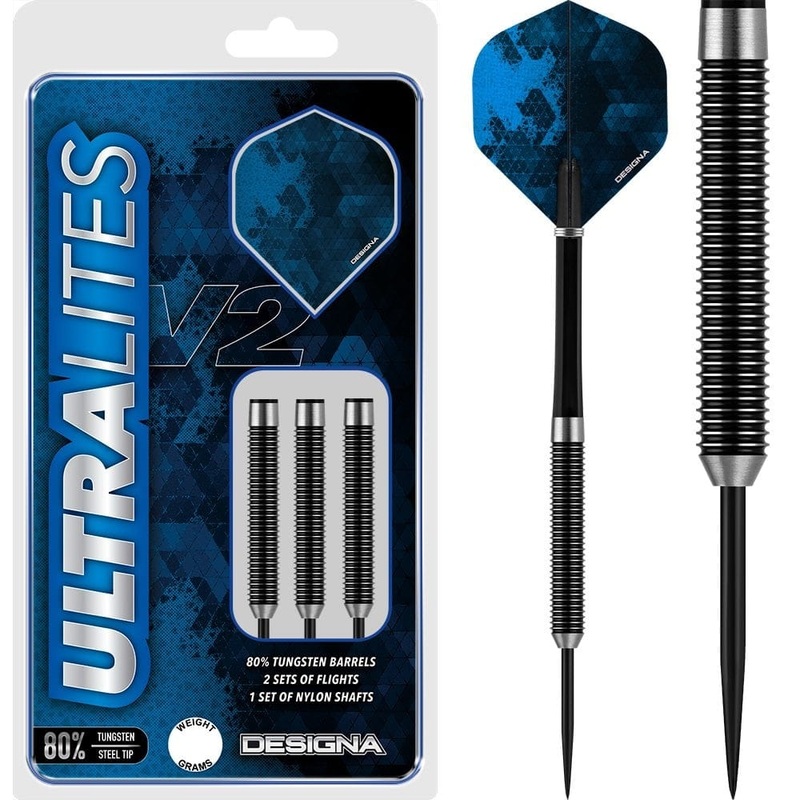 Designa Ultralites V2 Darts – Steel Tip – M2 – Full Ring Grip 14g