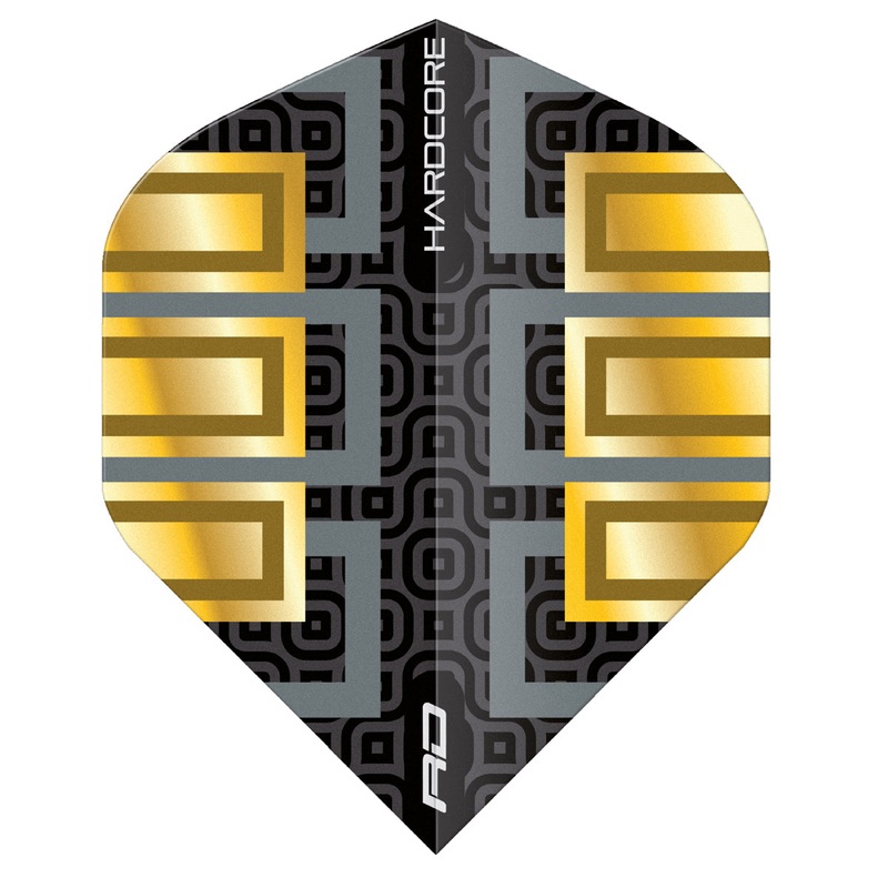 Hardcore Premium Gold & Black Block Standard Dart Flights by Red Dragon