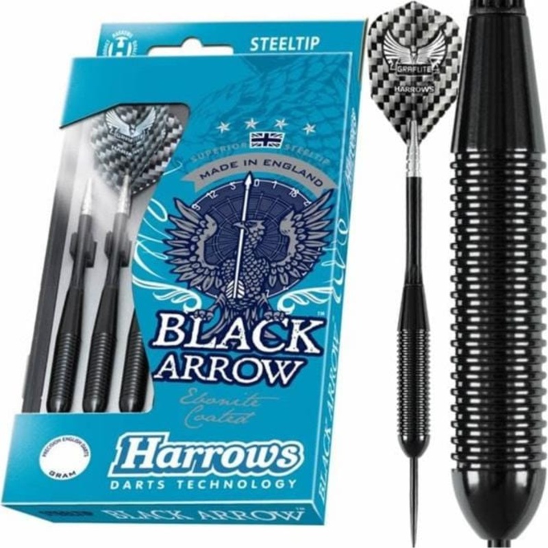 Harrows Black Arrow Darts – Steel Tip Ebonite Brass – Ringed – 22g 22g