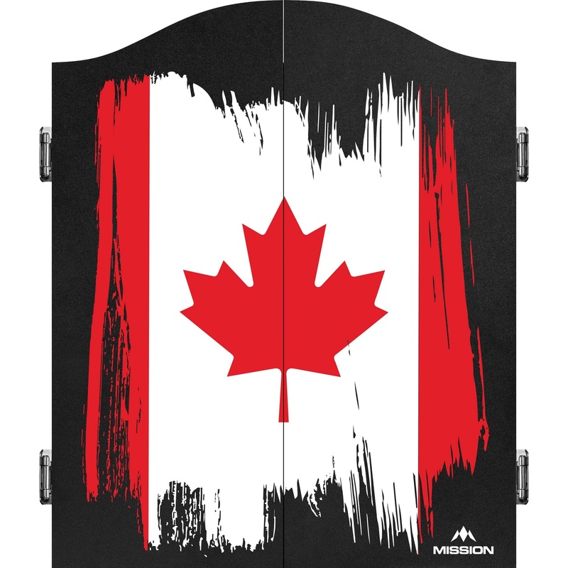 Mission Dartboard Cabinet – Canada Design – Black – Maple Leaf – Flag