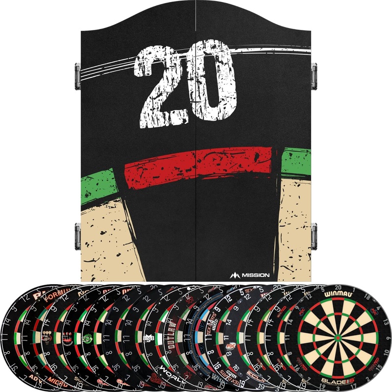 Mission – Double Top Dartboard Cabinet & Dartboard Bundle – Choose Your Board Bulls NL – Advantage 501