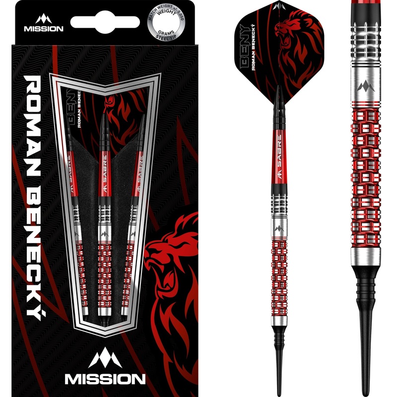 *Mission Roman Benecky Darts – Soft Tip – Black & Red – 18g 18g