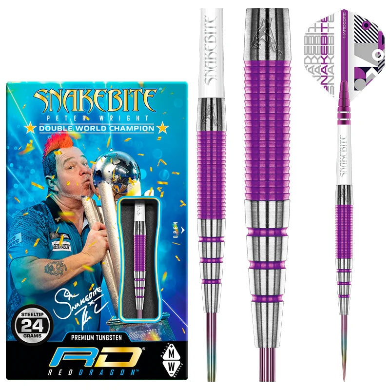 Red Dragon Peter Wright Snakebite PL15 Medusa 24 gram Steel Tip 90% Tungsten