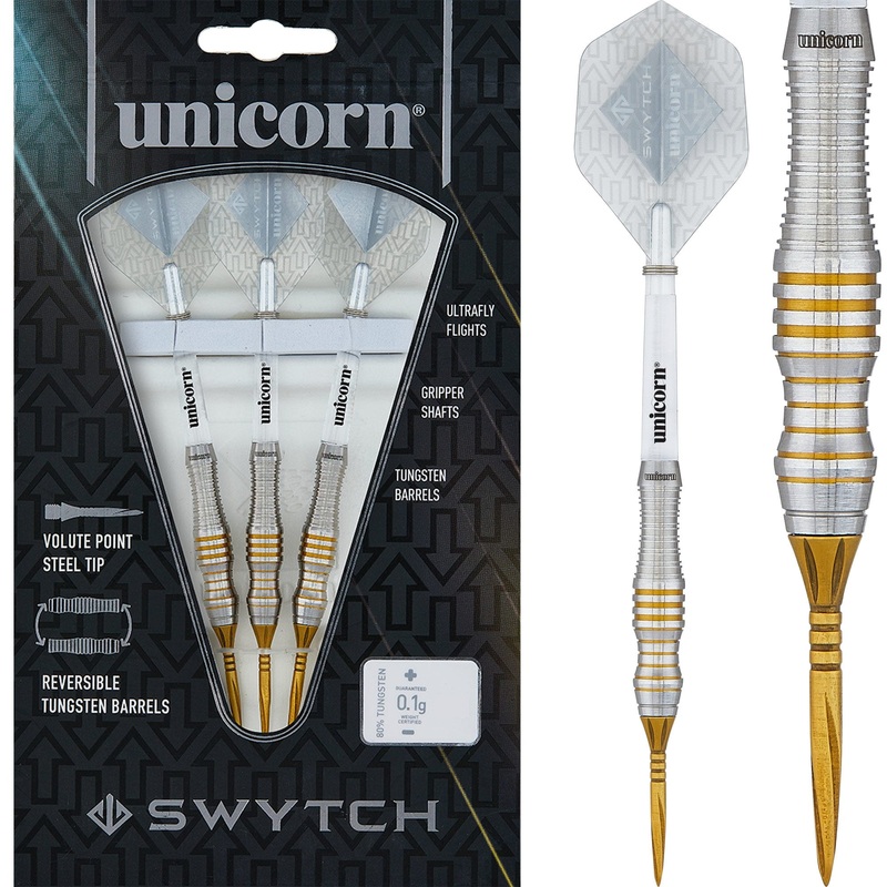 *Unicorn Swytch Darts – Steel and Soft Tip – Reversible Barrels – Gold 22g