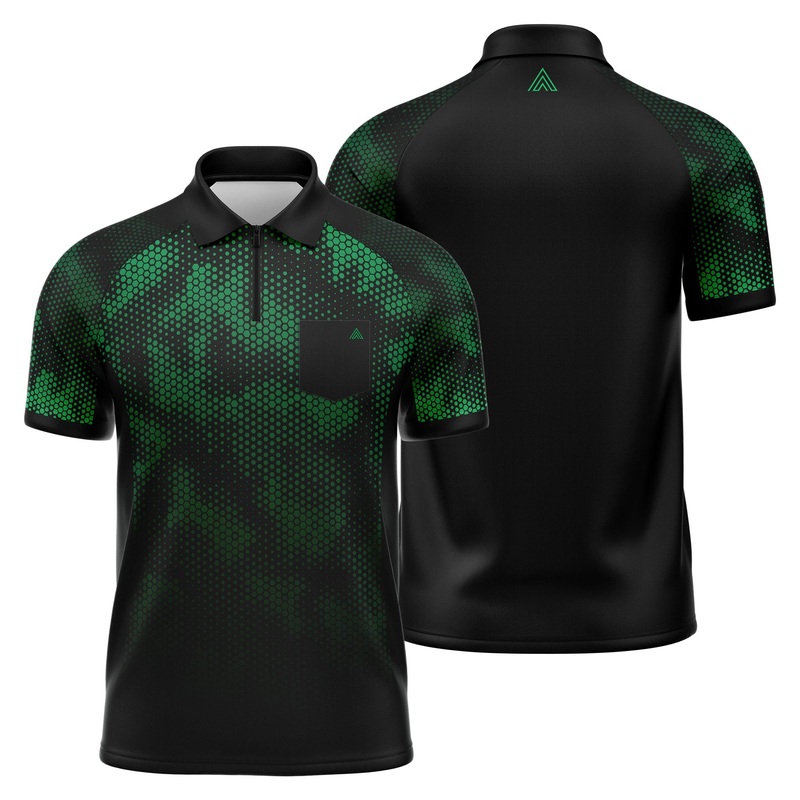 Arraz Hex Dart Shirt – Lightweight – Black & Green – Youth Medium