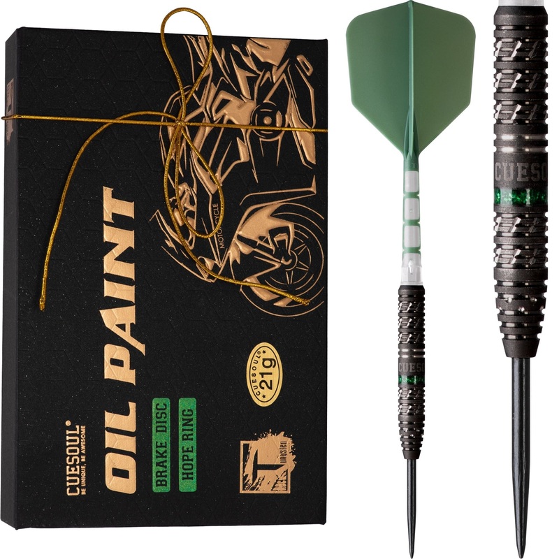 Cuesoul Motorcycle Darts – Steel Tip Tungsten – Brake Disc – Hope Ring – Green 21g