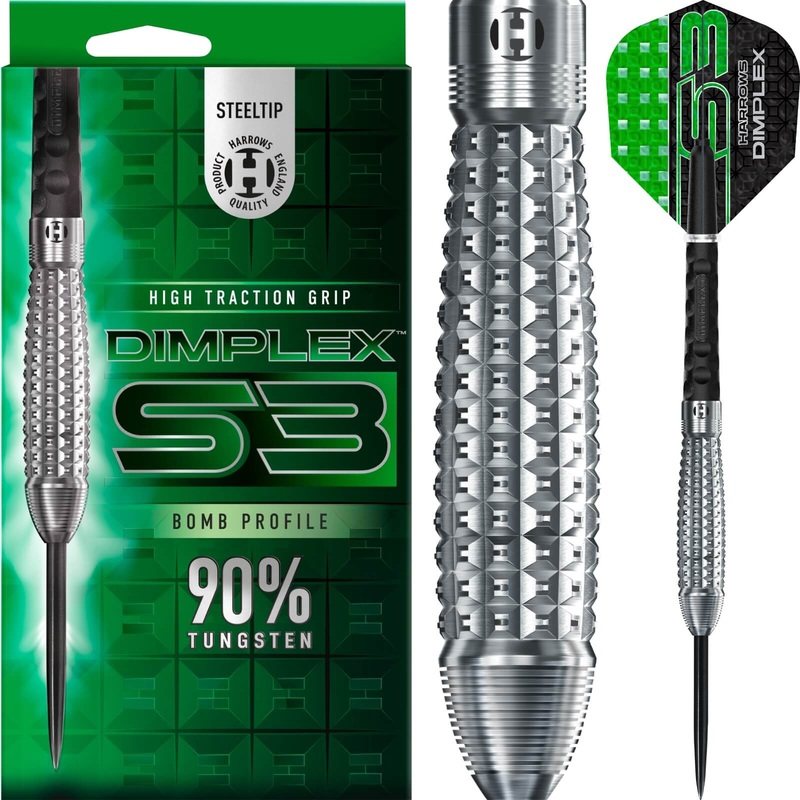 Harrows – Dimplex S3 Bomb Darts – Steel Tip – 90% Tungsten – 21g 23g 24g 25g 21 grams