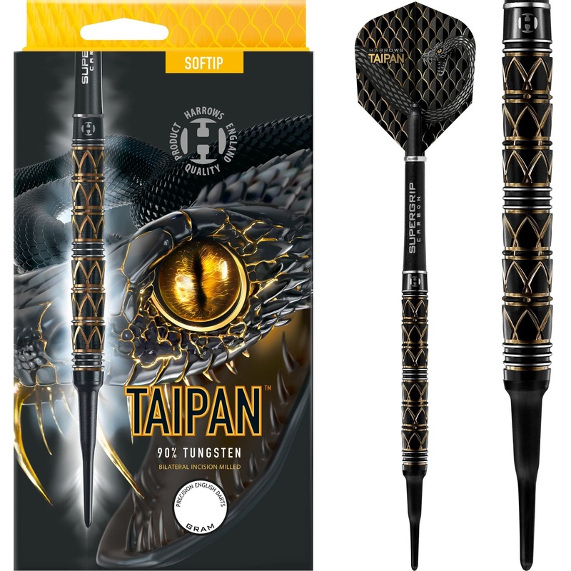 Harrows Taipan Darts – Soft Tip – Black & Gold 18g