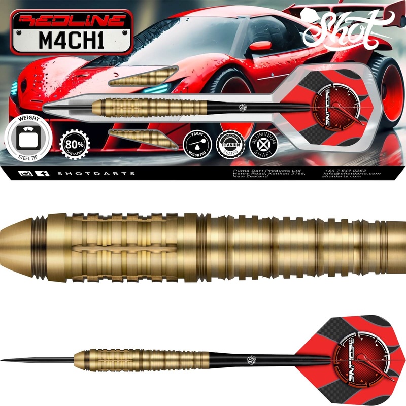 Shot – Redline M4CH1 Darts – Steel Tip – 80% Tungsten – 23g 24g 26g 23 grams