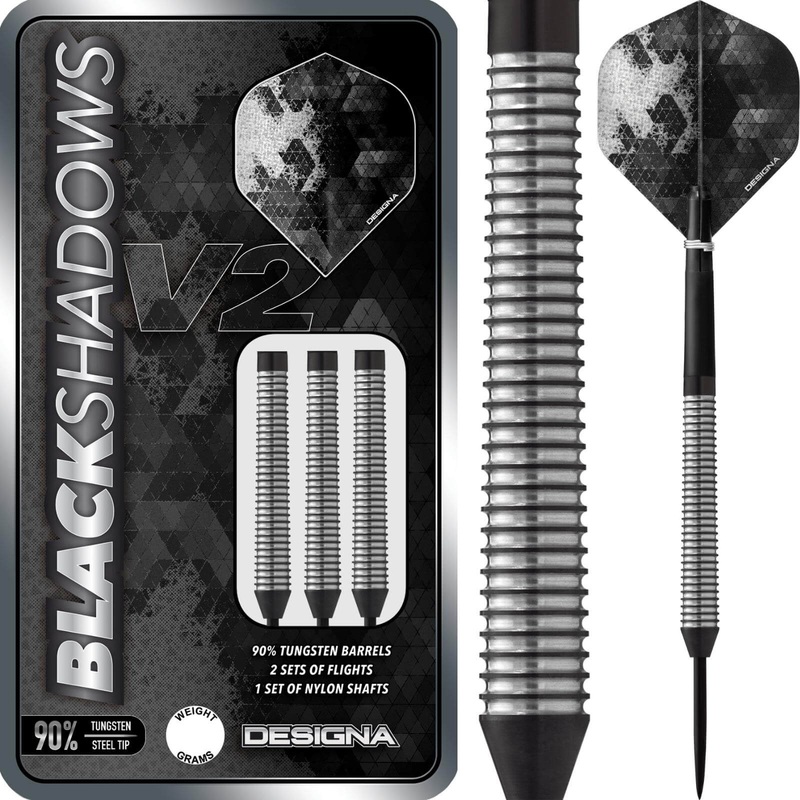 Designa – Black Shadow V2 M4 Darts – Steel Tip – 90% Tungsten – 22g 24g 26g 22 grams