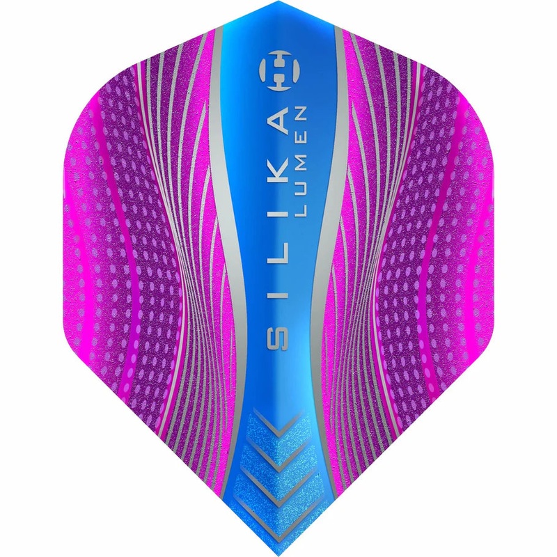Harrows Silika Lumen – Patented Tough Crystalline Coated Aqua/Pink – No2 Standard Dart Flights Standard 100 Micron Extra Strong