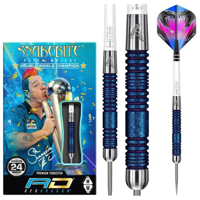 Red Dragon Peter Wright Euro 11 Blue Element World Cup SE 90% Tungsten Steel Tip Darts 24 GRAM