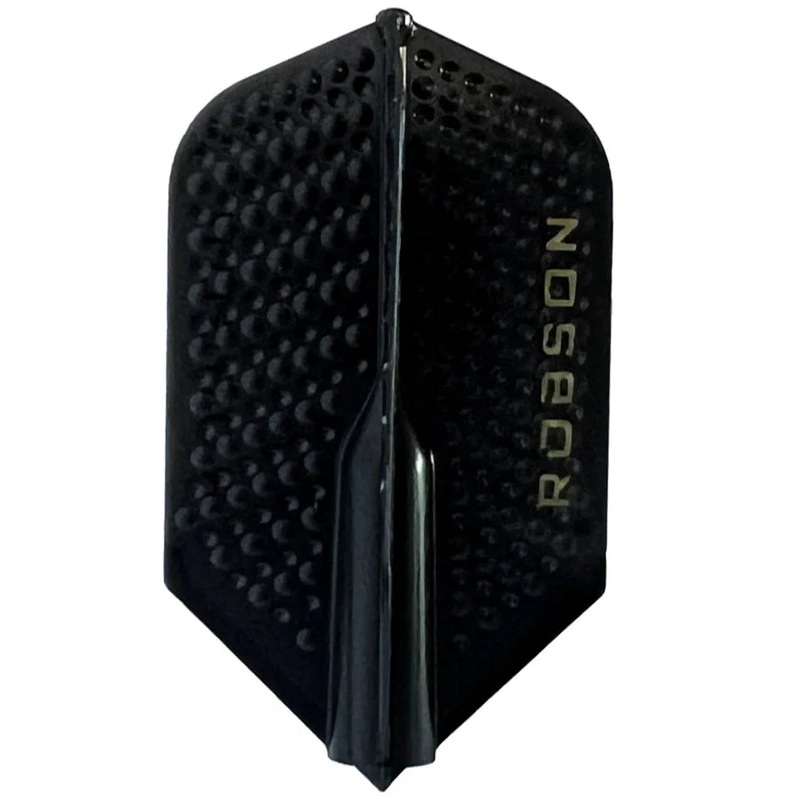 Robson Dimpled Plus Dart Flights – Slim Black Slim 350 Micron Black