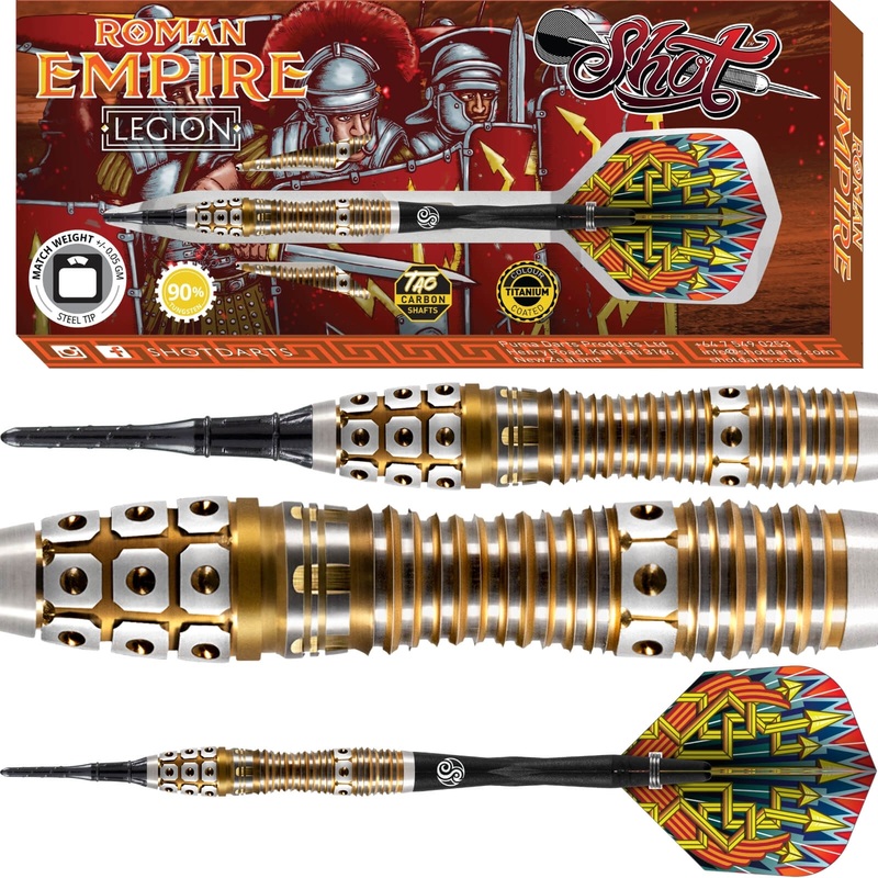 Shot – Roman Empire Legion Darts – Soft Tip – 90% Tungsten – 18g 20g 18 grams