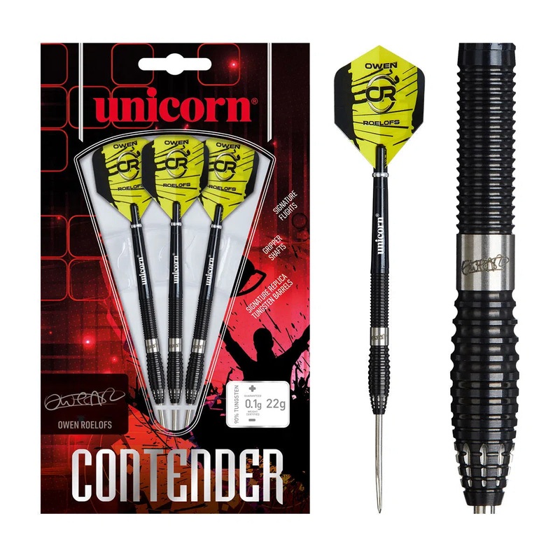 Unicorn Owen Roelofs Contender 90% Tungsten Steel Tip Darts 22 GRAM