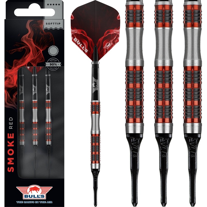 Bulls Smoke Darts – Soft Tip – Style B – Ringed – Black and Red 18g