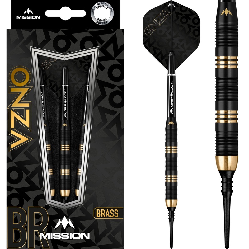 Mission Onza Darts – Soft Tip Brass – M1 – Black & Gold 19g