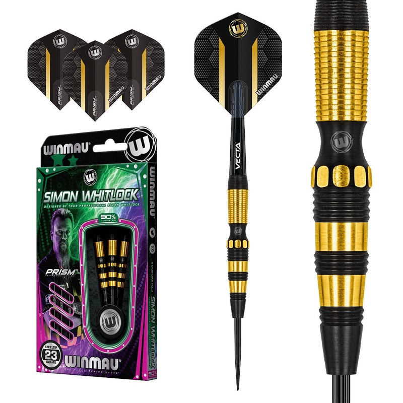 Simon Whitlock Gold – Black 90% Tungsten Steel Tip Darts by Winmau 21 Gram
