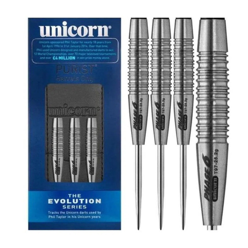 Unicorn Evolution Purist Phase 6 97% Tungsten Steel Tip Darts 25 GRAM