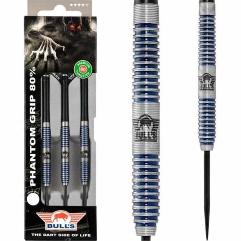 *Bulls Phantom Grip Darts – Steel Tip – Micro Ring Grip – Blue 21g