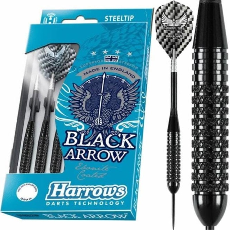 Harrows Black Arrow Darts – Steel Tip Ebonite Brass – Knurled – 25g 25g