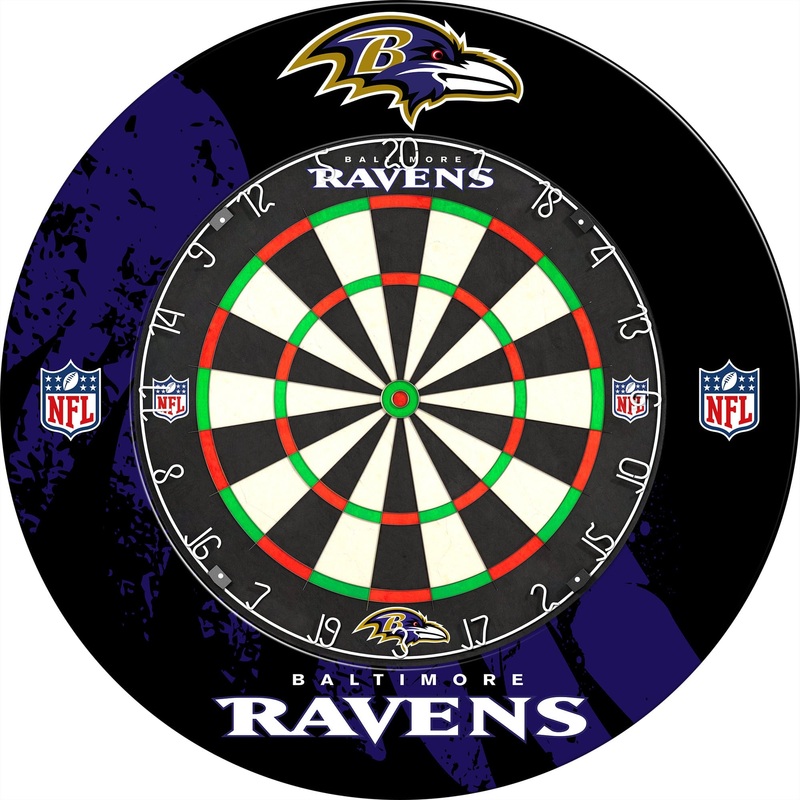 NFL – Printed Dartboard & Printed Surround – Official Licensed – Baltimore Ravens
