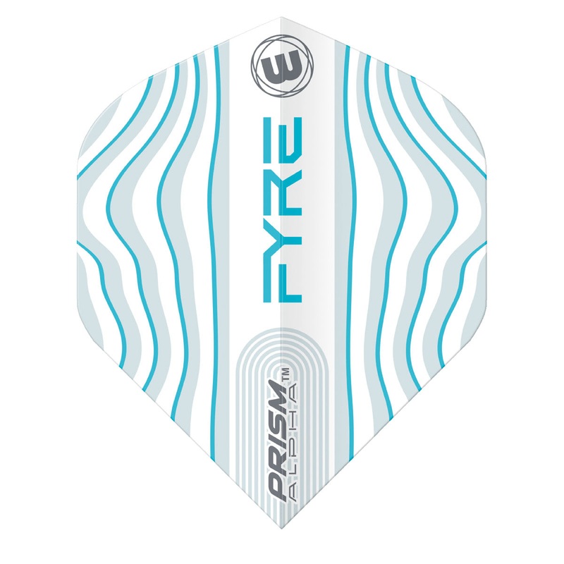 Prism Alpha Fyre White, Aqua and Blue Standard Dart Flights by Winmau