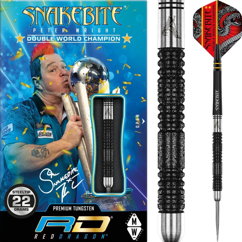 Red Dragon – Peter Wright Double World Champion Special Edition Darts – Black – Steel Tip – 85% Tungsten – 20g 22g 24g 20 grams