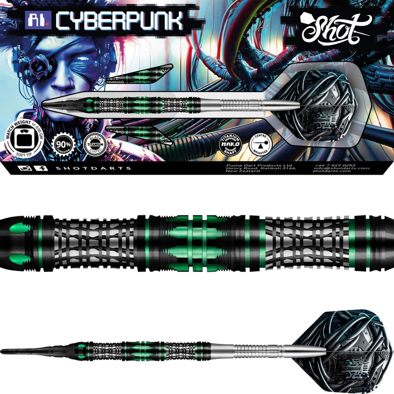 Shot – AI Cyberpunk Darts – Soft Tip – 90% Tungsten – 20g