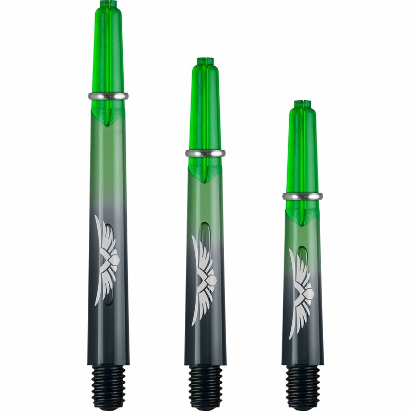 *Shot Eagle Claw Dart Shafts – with Machined Rings – Strong Polycarbonate Stems – Black Green Medium