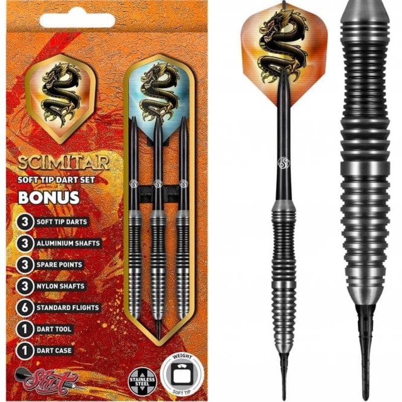 *Shot Scimitar Darts – Soft Tip – Stainless Steel – Black Ring – 18g 18g