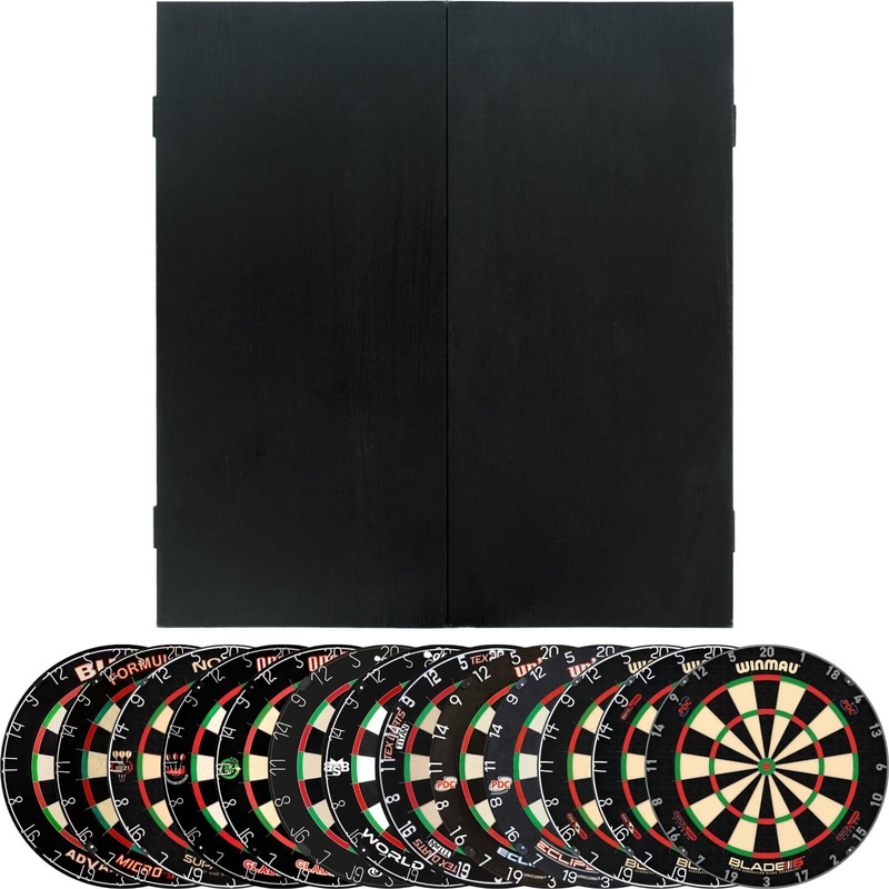 Formula Sports – Black Dartboard Cabinet & Dartboard Bundle – Choose Your Board Bulls NL – Advantage 501