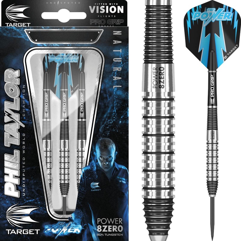 Target – Phil Taylor Power 8ZERO 2 Darts – Steel Tip – 80% Tungsten – 22g 24g 26g 22 grams