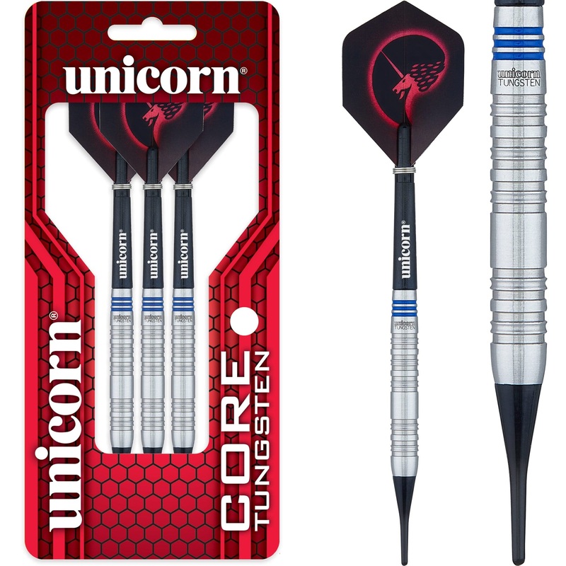*Unicorn Core Tungsten Darts – Soft Tip – Style 1 – Blue Ring 18g